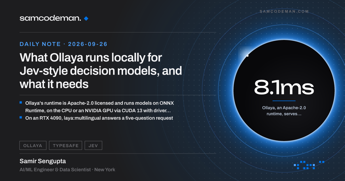 Ollaya local server running laya decision models on an RTX 4090, compared with the hosted Jev API