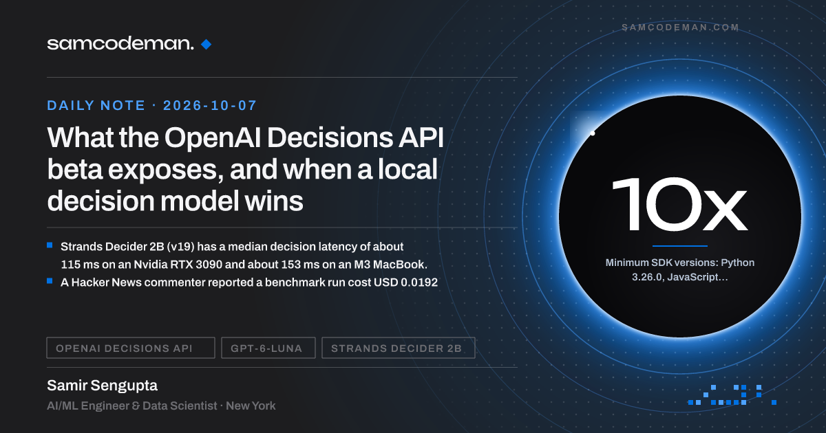 OpenAI Decisions API beta on gpt-6-luna compared with the local Strands Decider 2B decision model