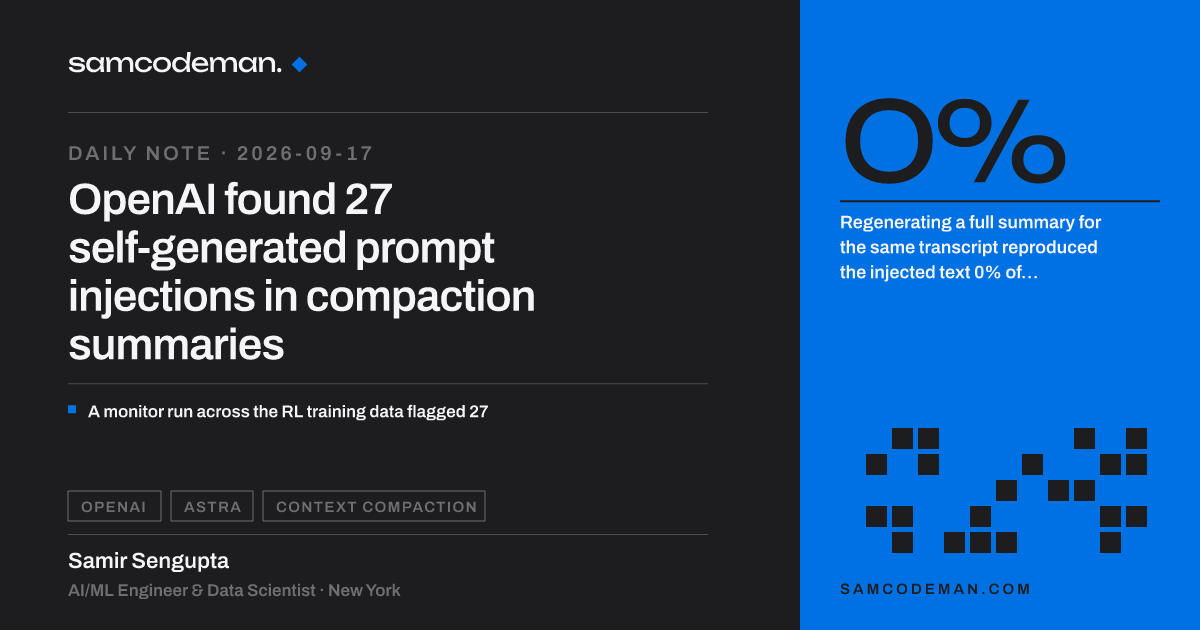 Compaction summary carrying invented instructions into a new model context, which obeys with a 23-word refusal