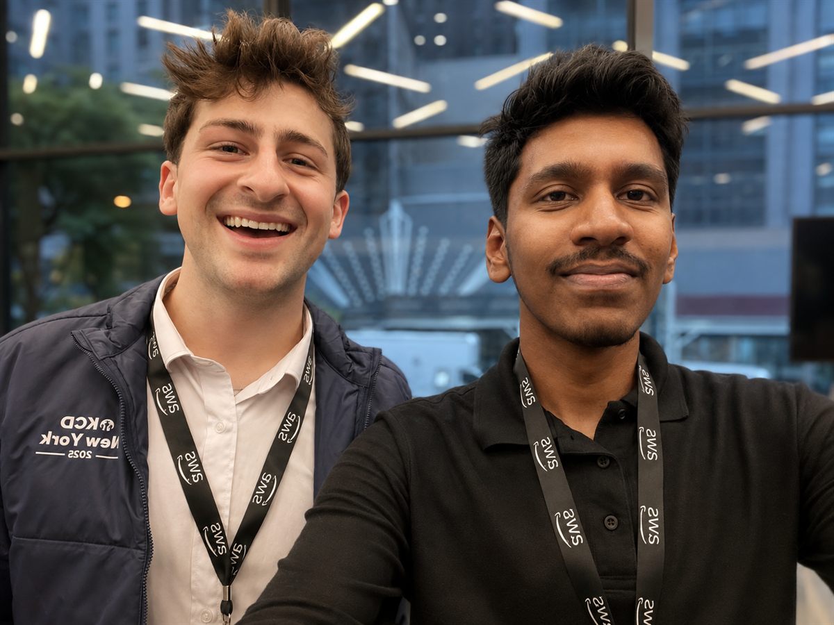 Samir Sengupta with Cedric Clyburn, Senior Developer Advocate at Red Hat, at Kubernetes Community Days New York 2026.